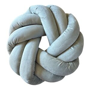 Soft Velour Knot Pillow in Light Gray